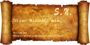 Stier Nikodémia névjegykártya